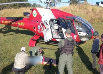 Rio Branco do Sul | Homem é socorrido de helicóptero após cair de parapente