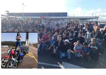 Amigos e familiares fazem ato em homenagem à motociclista morta em acidente na Linha Verde