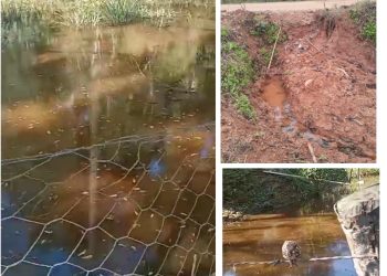 Moradora de Cerro Azul na bronca com a prefeitura! Entupiu a manilha e água “podre” deixa um cheiro insuportável