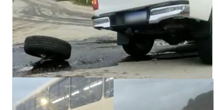 Carro bate em ônibus da Viação do Sul e sai a roda na Rodovia dos Minérios