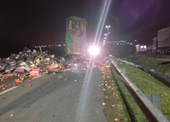 Batida entre dois caminhões carregados com frutas mata três pessoas, na BR-116