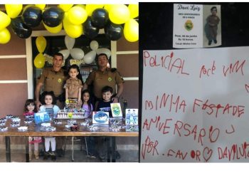 Menino de 6 anos faz convite especial aos Policiais de Cerro Azul