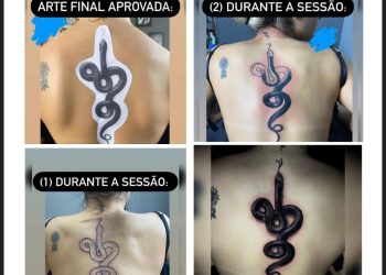 Influenciadora faz tatuagem de uma cobra nas costas e se arrepende