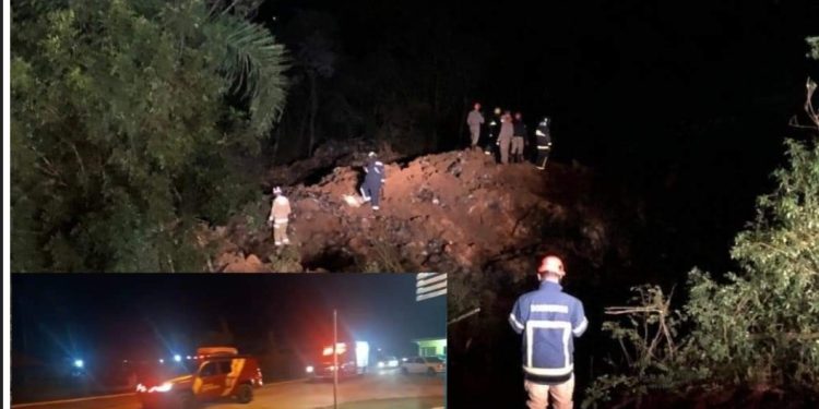 Trabalhador fica soterrado em aterro sanitário e bombeiros fazem buscas