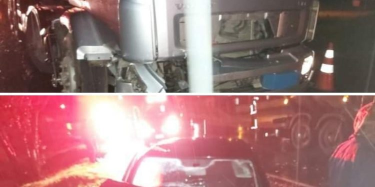 Motorista fica preso às ferragens após acidente na Rodovia dos Minérios