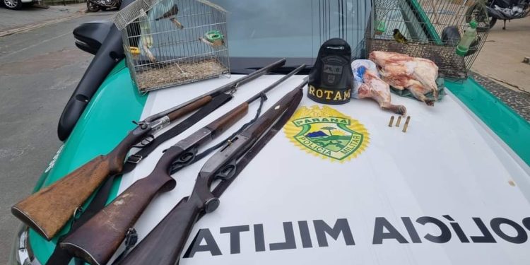 POLÍCIA MILITAR AMBIENTAL REALIZA FISCALIZAÇÃO E PRENDE INDIVÍDUO COM ARMAS DE FOGO EM RIO BRANCO DO SUL