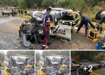 Colisão entre viatura da Polícia Rodoviária Estadual e um carro forte