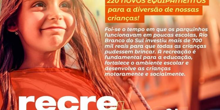 A Prefeitura de Rio Branco do Sul instalou 220 novos equipamentos para a diversão das crianças Rio-branquenses.