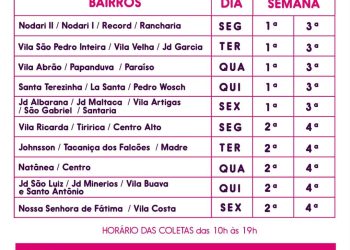 Rio Branco do Sul |Calendário de Coleta Seletiva 2023