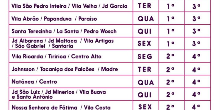 Rio Branco do Sul | Calendário Coleta seletiva 2023
