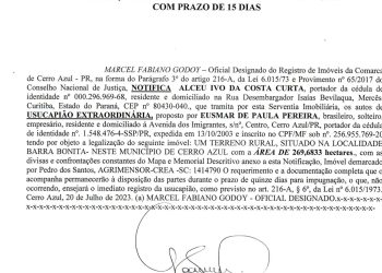 NOTIFICAÇÃO DE PEDIDO DE USUCAPIÃO EXTRAJUDICIAL