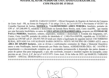 NOTIFICAÇÃO DE PEDIDO DE USUCAPIÃO EXTRAJUDICIAL