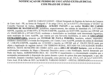 NOTIFICAÇÃO DE PEDIDO DE USUCAPIÃO EXTRAJUDICIAL