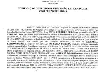 NOTIFICAÇÃO DE PEDIDO DE USUCAPIÃO EXTRAJUDICIAL