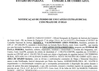 Notificação de Pedido de USUCAPIÃO extrajudicial