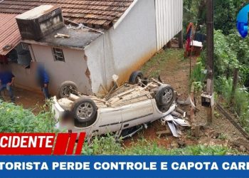 Motorista perde controle e carro capota em Rio Branco do Sul
