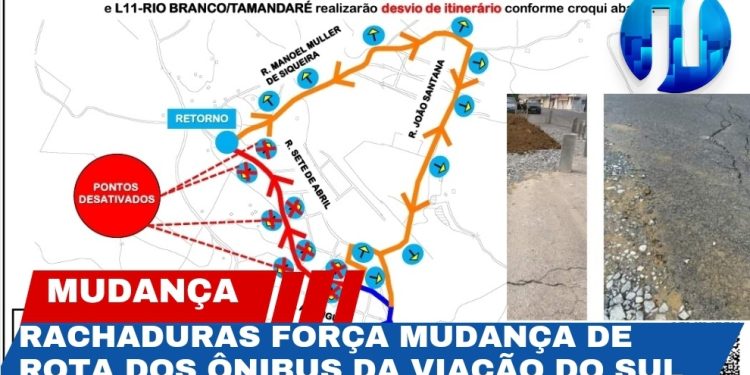 POR DETERMINAÇÃO DA AMEP VIAÇÃO DO SUL MUDA ROTA EM VIRTUDE DE RACHADURAS EM ASFALTO