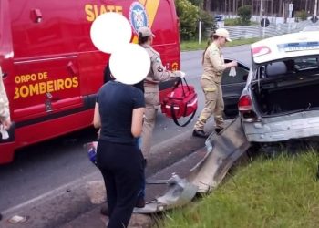Mulher ferida em acidente