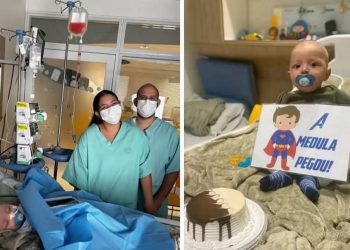 Pai doa a medula para o filho recém nascido