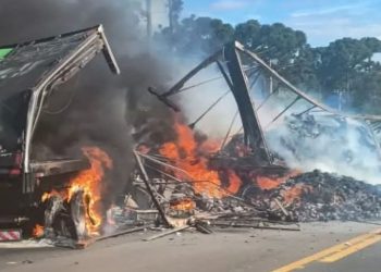 Tio e sobrinho morrem ao colidirem caminhões e veículos pegarem fogo na BR-373.