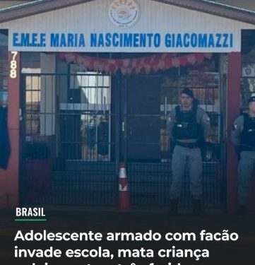 Adolecente diz que vai entregar curriculum, invade escola e mata criança de 8 anos