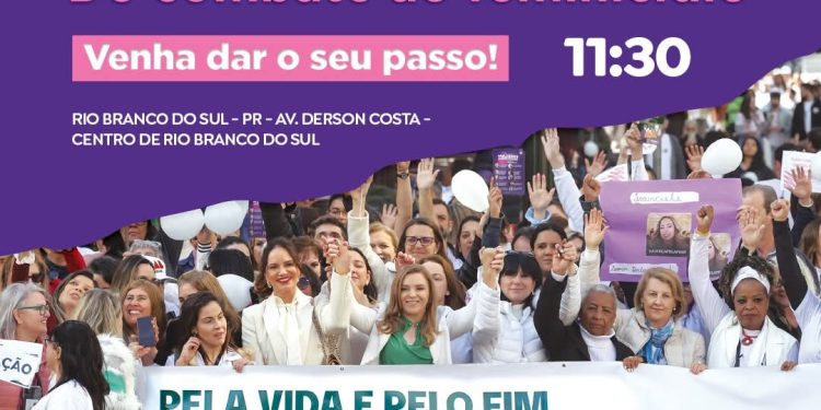 Prefeitura organiza 3° caminhada contra feminicídio em Rio Branco do Sul