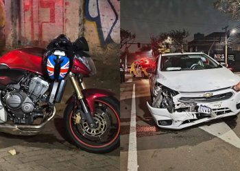 Homem sai de confraternização e morre em acidente entre carro e moto em Curitiba