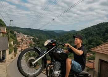 Motociclistas empinam motos e colocam em risco alunos na rua da Escola Shirlene de Souza Rocha