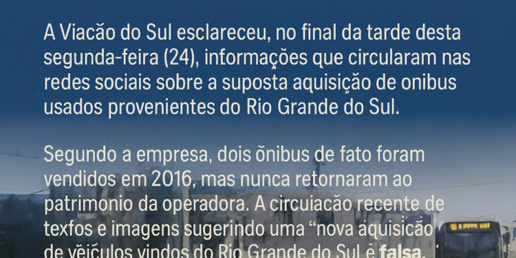 Viação do Sul esclarece boatos sobre aquisição de ônibus usados do Rio Grande do Sul