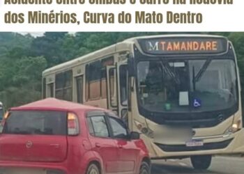 Acidente envolvendo Uno e um ônibus da Viação do Sul na Rodovia dos Minérios