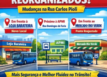 Pontos de ônibus da Rua Carlos Pioli passam por reorganização para melhorar segurança e fluidez