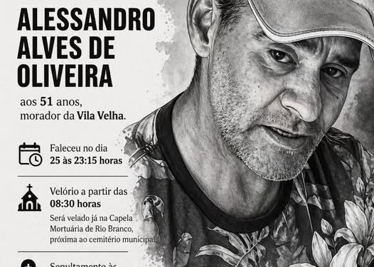 Morre aos 51 anos Alessandro Alves de Oliveira, morador da Vila Velha em Rio Branco do Sul